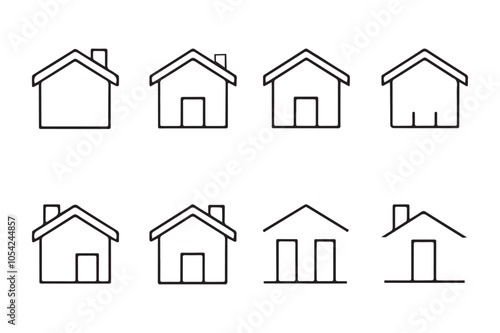 Silhouette and line are house icon, logos vector