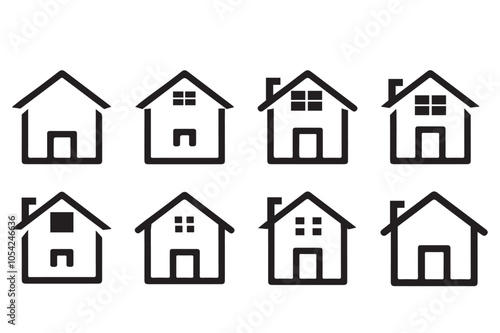 Silhouette and line are house icon, logos vector