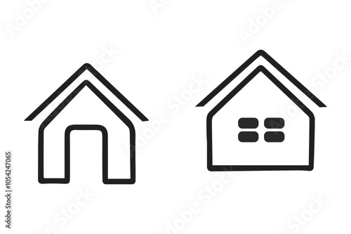 Silhouette and line are house icon, logos vector