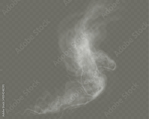 Realistic smoke, vape, fog, smog. Illustration of smoke on a transparent background.
