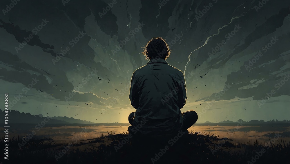 Creative illustration of a person facing mental health struggles. Creative illustration of a person facing mental health struggles.