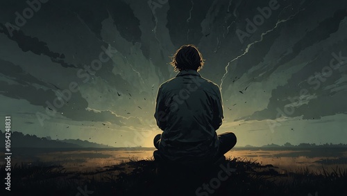 Wallpaper Mural Creative illustration of a person facing mental health struggles. Torontodigital.ca