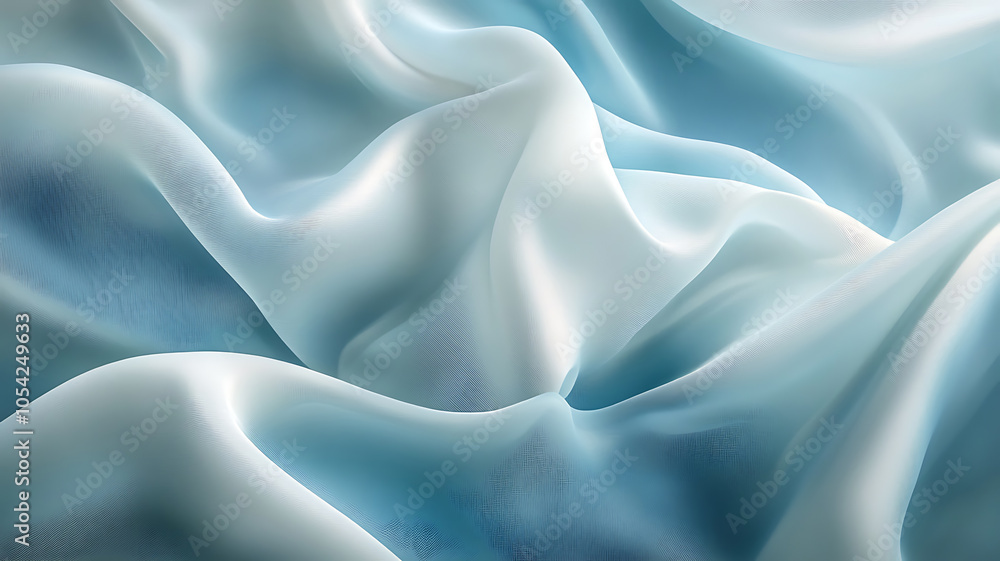 Fototapeta premium A beautifully draped silk fabric with a soft glow, each fold creating graceful waves, the light enhancing the rich texture and sheen, highlighting the fabric's fluidity