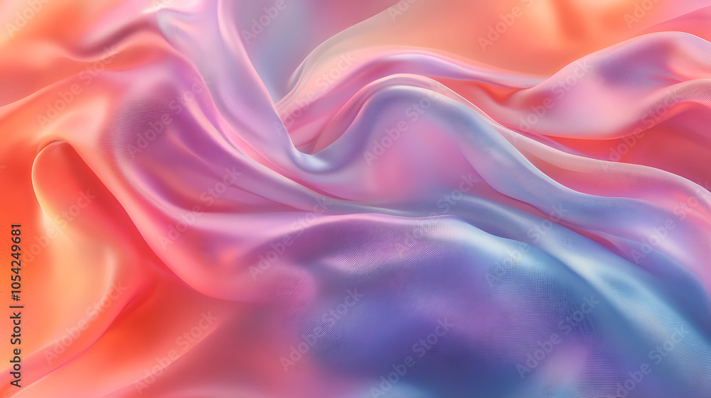 Fototapeta premium A beautifully draped silk fabric with a soft glow, each fold creating graceful waves, the light enhancing the rich texture and sheen, highlighting the fabric's fluidity