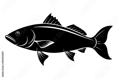 Barramundi Fish silhouette vector, fish black silhouette vector illustration
