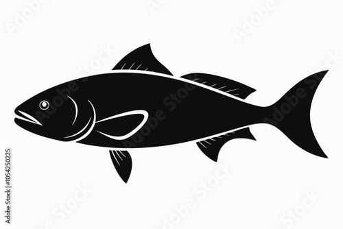 Barramundi Fish silhouette vector, fish black silhouette vector illustration
