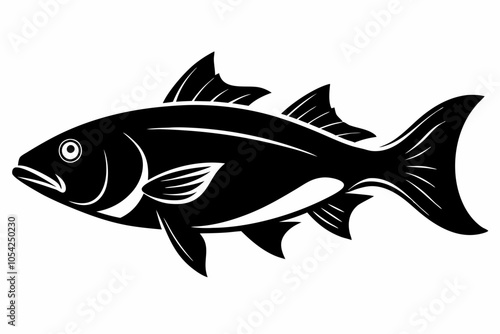 Barramundi Fish silhouette vector, fish black silhouette vector illustration
