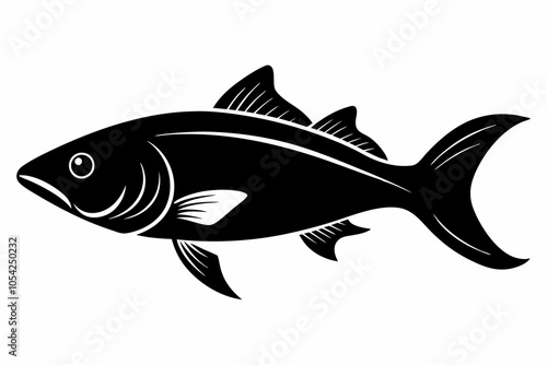 Barramundi Fish silhouette vector, fish black silhouette vector illustration
