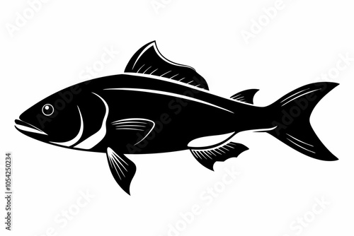 Barramundi Fish silhouette vector, fish black silhouette vector illustration
