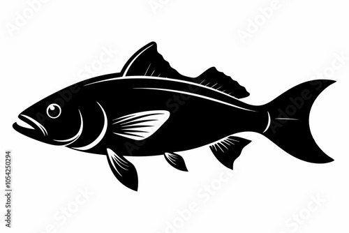 Barramundi Fish silhouette vector, fish black silhouette vector illustration

