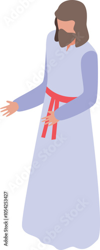 Jesus christ spreading his arms in isometric view