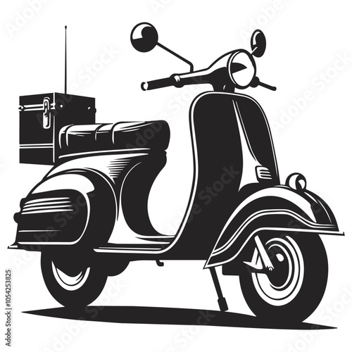 Classic Retro Scooter Silhouette - Vintage scooter Vector Illustration isolated background, Ai generated