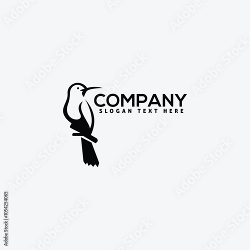simple and clean bird perched logo, humming bird template with white background.Suitable for your design need logo