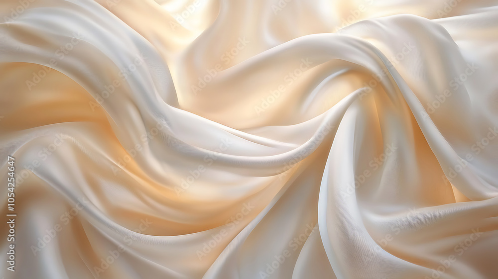 Fototapeta premium A richly textured silk fabric flowing in luxurious waves, with soft lighting casting a gentle shine across each fold, capturing the material's elegance and sophistication.