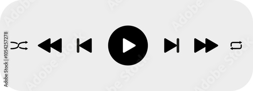 "Flat style play button icon for music players and playback interfaces."