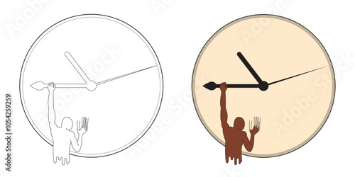 Time is up. Time stop. Vector. Caricature. Illustration