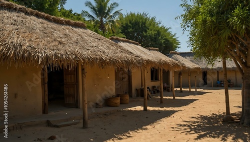 Long loincloths and thatch for shade from the sun photo