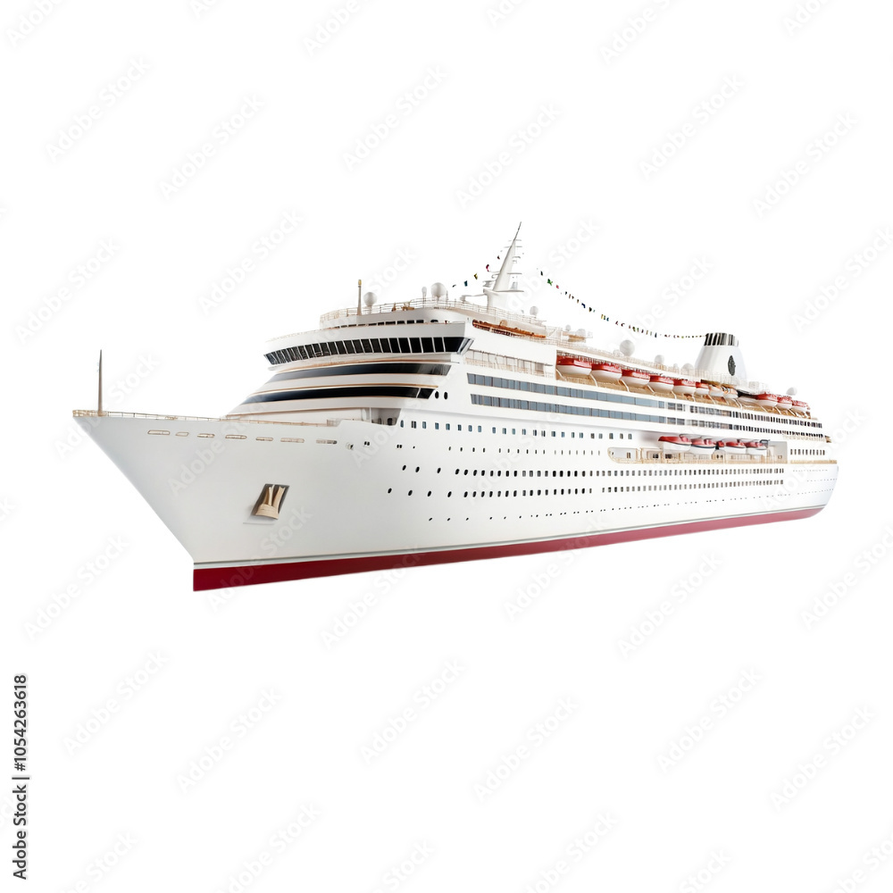 Fototapeta premium Ship, cruise ship luxury ship on transparent background.