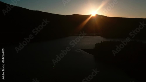 Drone Aerial of Swift Current, Newfoundland at Sunrise