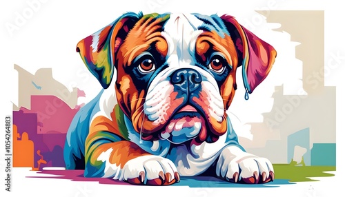 Adorable Yorkshire Terrier Peeking Over Table in a Colorful Cartoon Style on a White Background