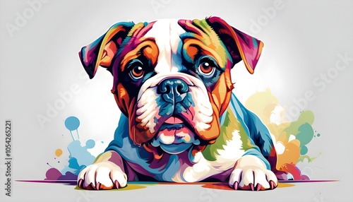 Adorable Yorkshire Terrier Peeking Over Table in a Colorful Cartoon Style on a White Background