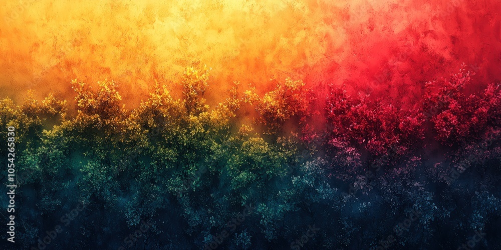 Fototapeta premium Abstract Foliage Against a Vibrant Gradient Background