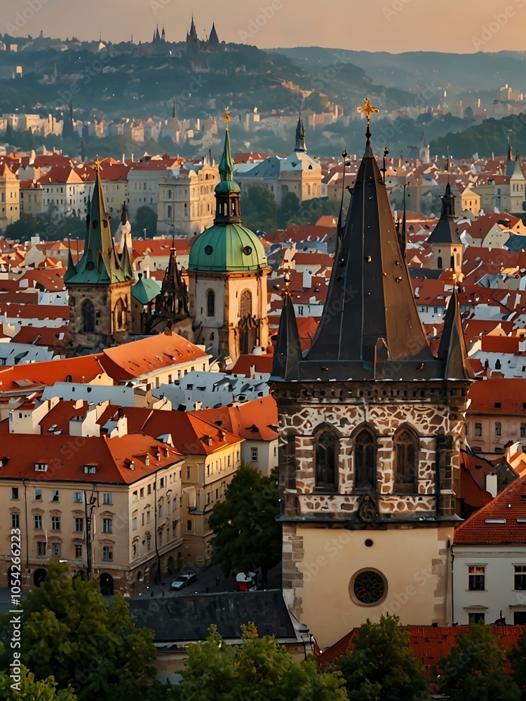Obraz premium Old Town Prague skyline, Czech Republic