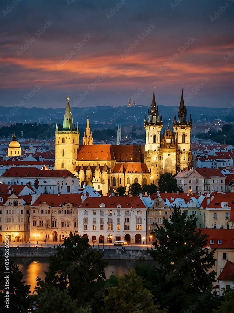 Fototapeta premium Old Town Prague skyline, Czech Republic