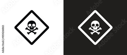 Toxic hazmat isolated placard. Toxic material icon, Vector icon of hazardous material signs. Label icon of danger sign vector illustration in black and white background. Danger sign icon.