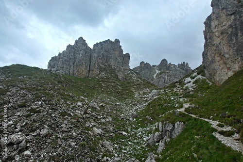 Austrian Alps - view from the footpath on the ascent to the top of Elfer in Stubai Alps photo