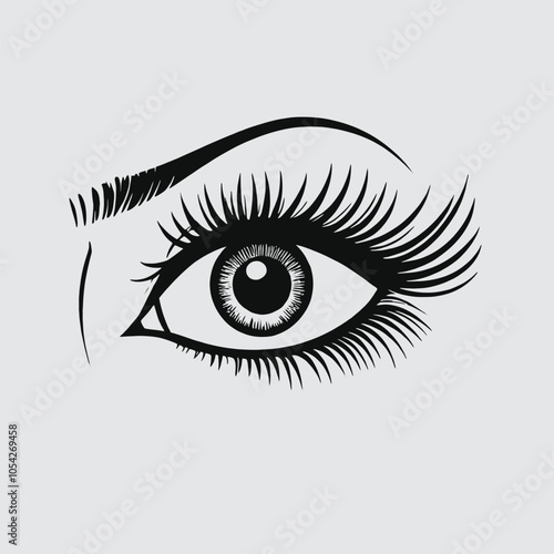 a black and white illustration of a pair of eyes