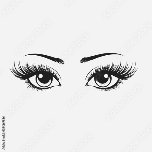 a black and white illustration of a pair of eyes