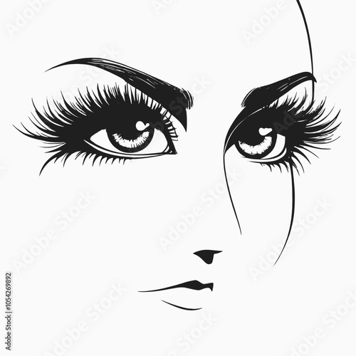a black and white illustration of a pair of eyes