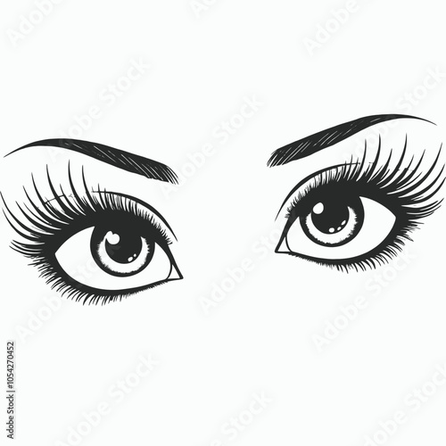 a black and white illustration of a pair of eyes