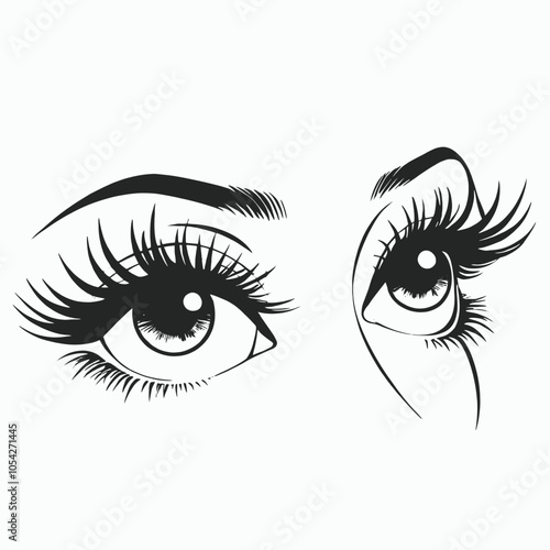 a black and white illustration of a pair of eyes