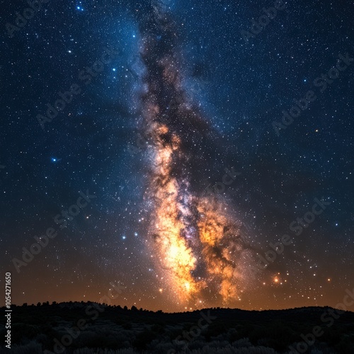 The Milky Way galaxy viewed from Earth with visible star clusters