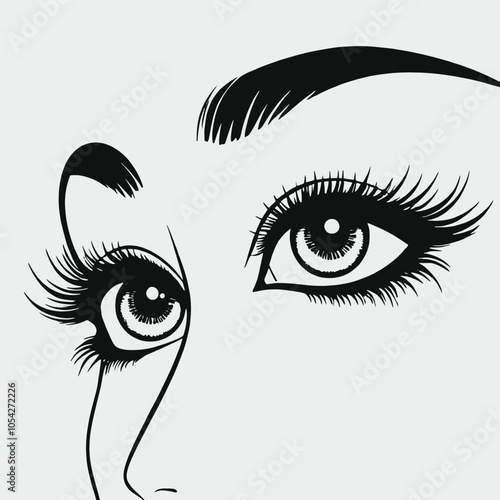 a black and white illustration of a pair of eyes