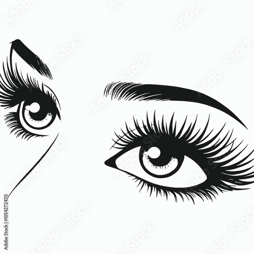 a black and white illustration of a pair of eyes