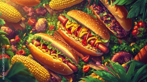 Summertime Hot Dog & Corn on the Cob photo