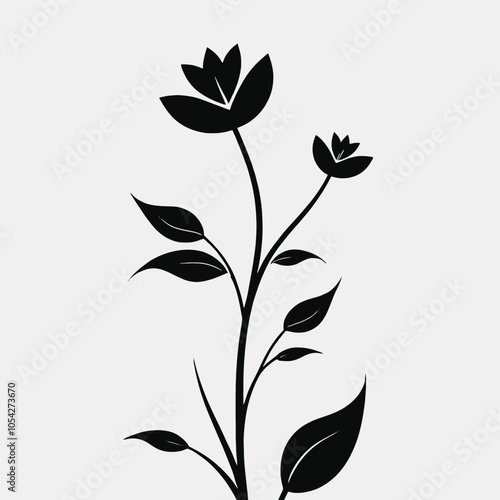 a black and white line drawing of a flower, line art vector