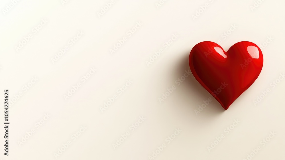 Red heart-shaped object on plain white background Red heart-shaped object on plain white background