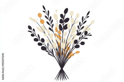 Artistic arrangement of black and gold olive branches in a modern stylized design showcasing nature inspired elegance balance and the cultural symbolism of the olive tree photo