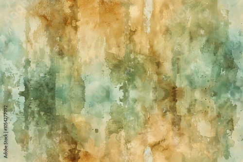 A seamless pattern with abstract watercolor strokes in shades of green and brown, creating a beautiful and organic texture.