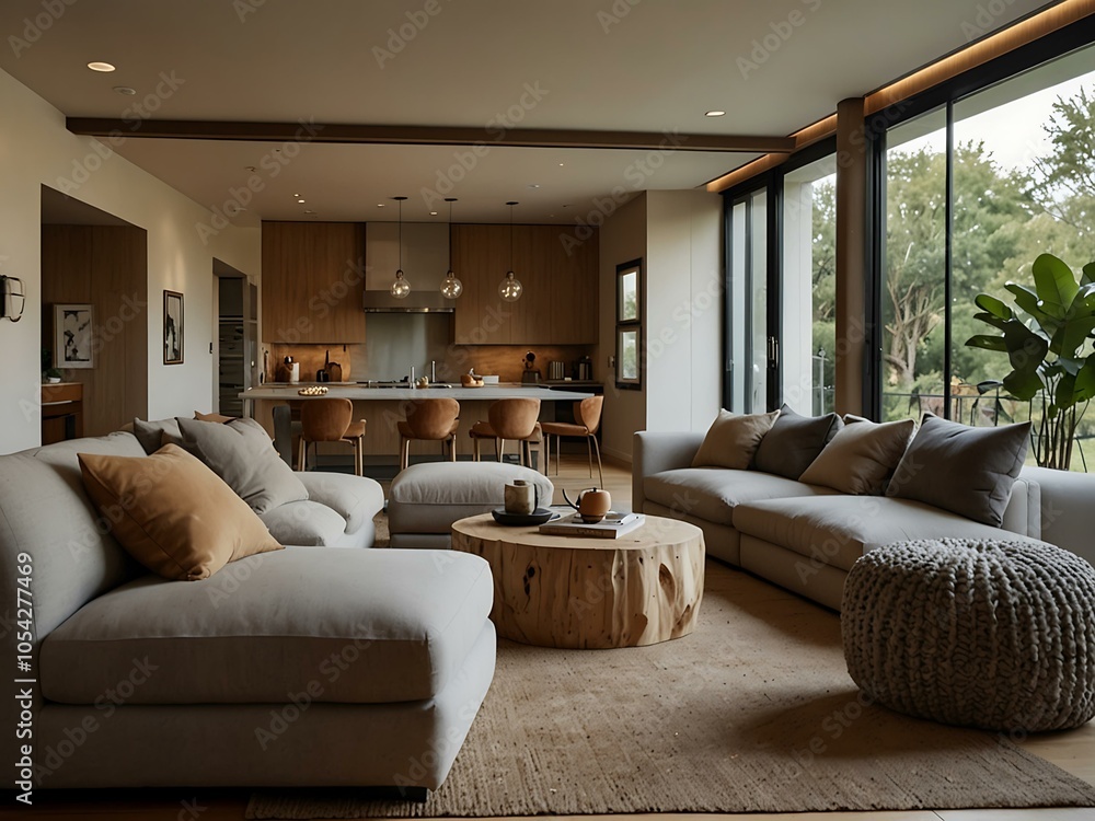 Fototapeta premium Warm living spaces with cozy elements.