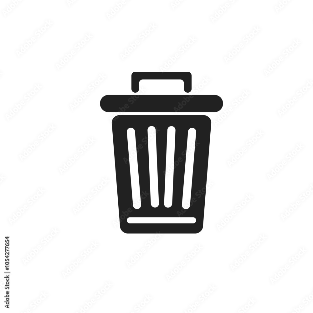Trash can or trash bin icons in flat design, in filled, outline, line and stroke style Trash can or trash bin icons in flat design, in filled, outline, line and stroke style