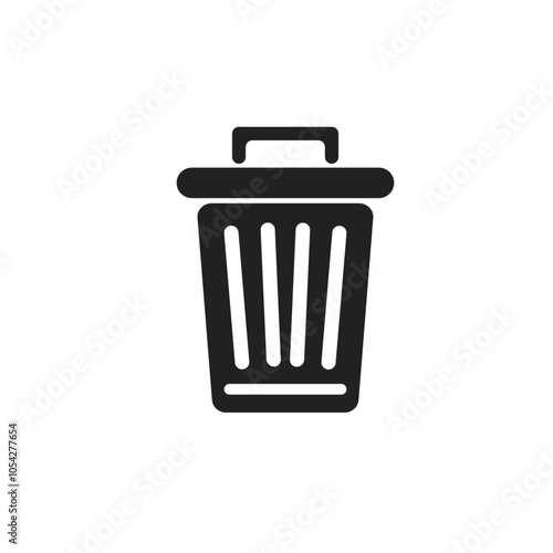 Trash can or trash bin icons in flat design, in filled, outline, line and stroke style