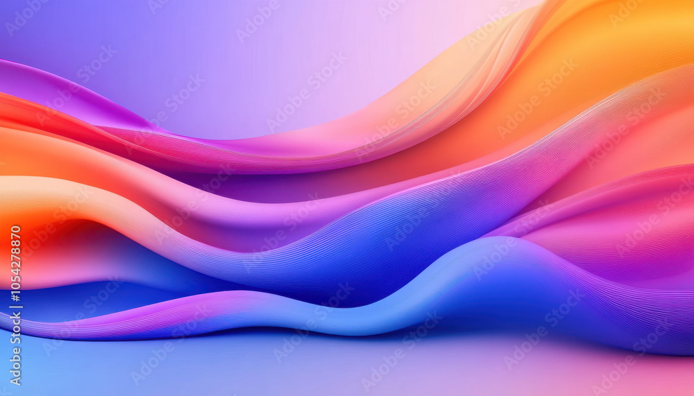 Fototapeta premium Vibrant abstract waves in shades of orange, pink, and blue create dynamic visual flow, evoking sense of movement and energy
