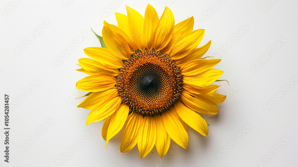 Top-Down View of a Single Sunflower in the Center Top-Down View of a Single Sunflower in the Center
