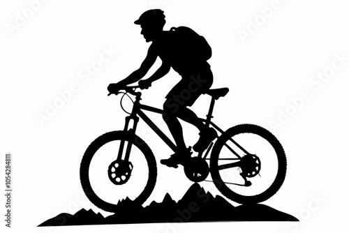 A silhouette of a mountain bike, mountain bike,  woman ride mountain bike vector illustration,