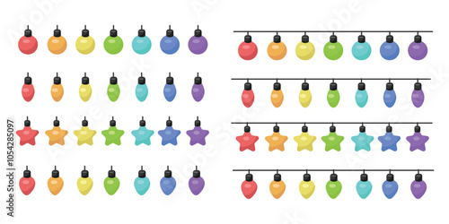 Christmas lights set. insulated colored lights. Vector illustration.